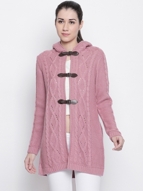 Honey by Pantaloons Women Pink Self Design Cardigan