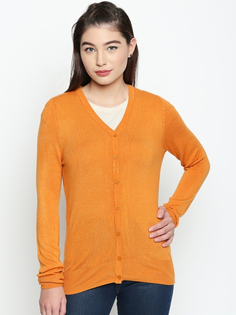 Annabelle by Pantaloons Women Mustard Solid Cardigan