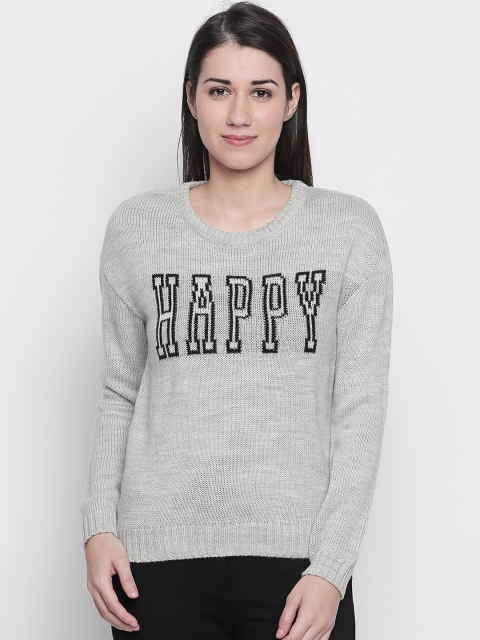 Honey by Pantaloons Women Grey Melange Printed Pullover