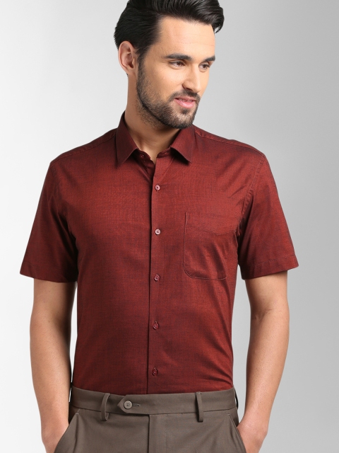 Peter England Men Maroon Slim Fit Solid Formal Shirt