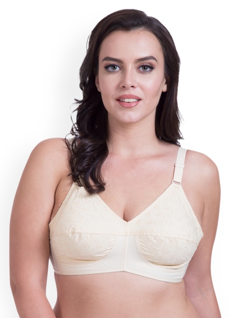 Rajnie Beige Solid Non-Wired Non Padded Everyday Bra