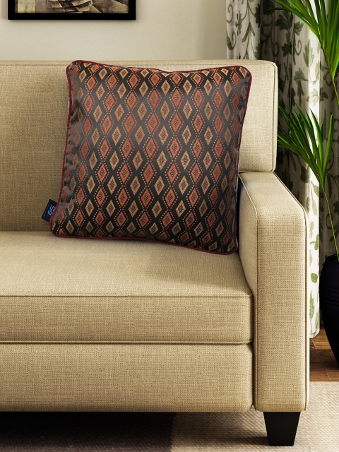 S9home by Seasons Brown Set of Single Geometric Square Cushion Covers