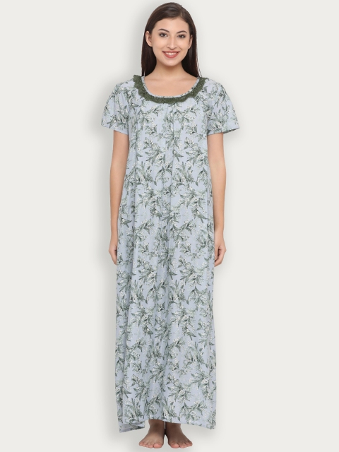 Clovia Blue Printed Nightdress NS1118P03XL