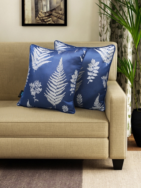 S9home by Seasons Blue Set of 2 Floral Square Cushion Covers