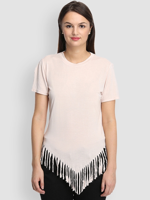 LA LOFT Women Pink Solid Top