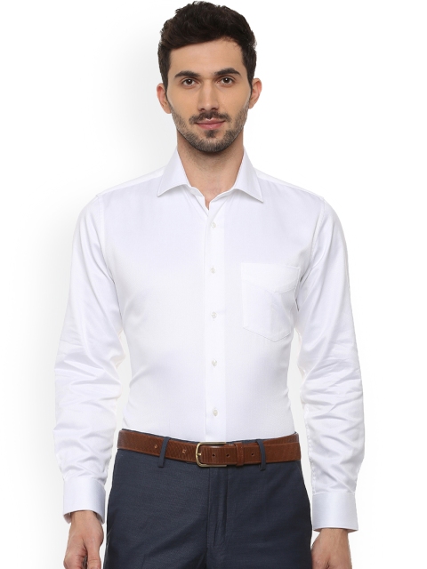 Van Heusen Men White Slim Fit Solid Formal Shirt