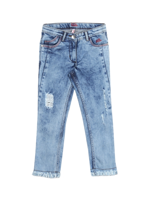 ELLE Girls Blue Regular Fit Mid-Rise Mildly Distressed Jeans