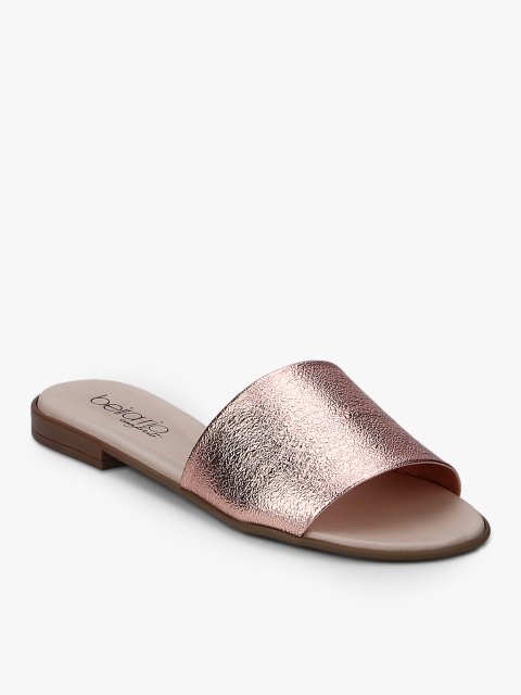 BEIRA RIO Women Rose Gold Solid Synthetic Open Toe Flats