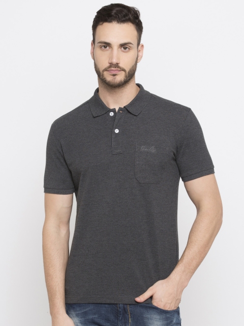Status Quo Men Grey Solid Polo Collar T-shirt