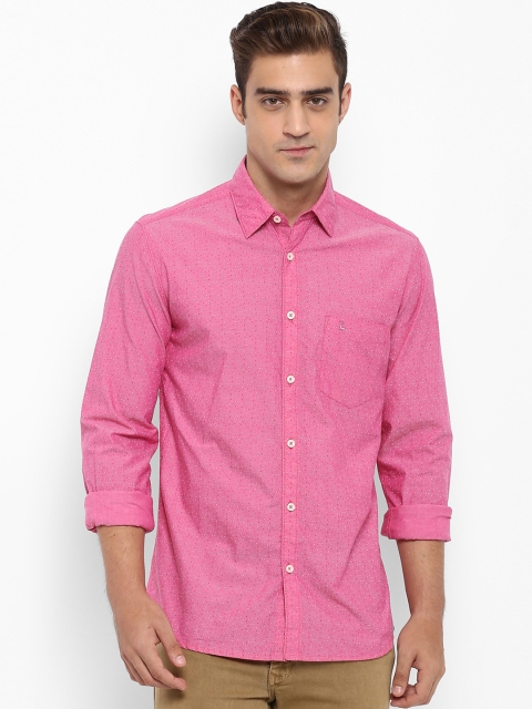 Parx Men Pink Slim Fit Printed Casual Shirt