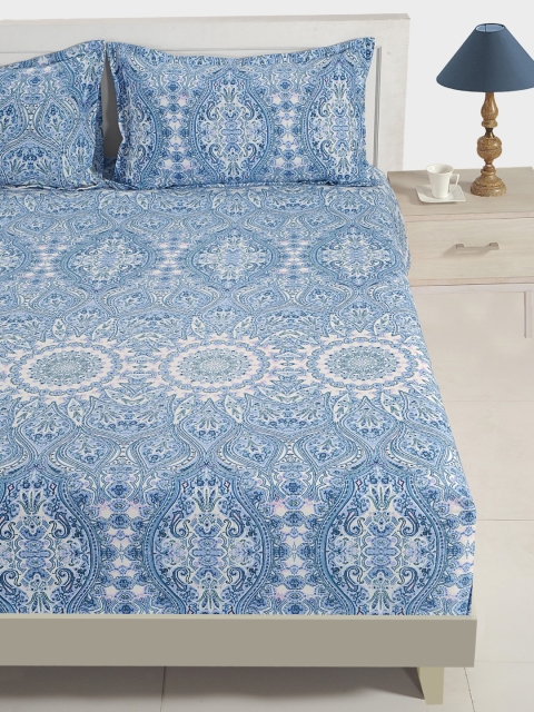 SWAYAM Blue & White Ethnic Motifs Flat 144 TC Cotton 1 King Bedsheet with 2 Pillow Covers
SWAYAM Blue & White Ethnic Motifs Flat 144 TC Cotton 1 King Bedsheet with 2 Pillow Covers
