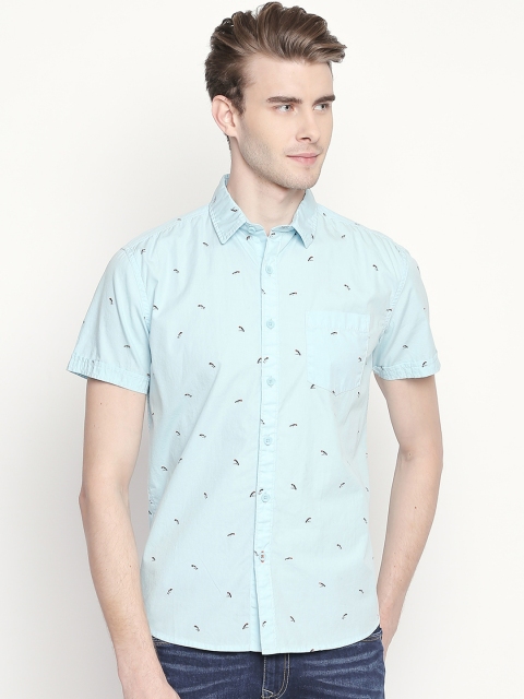 Urban Ranger by pantaloons Men Blue Slim Fit Printed Casual Shirt