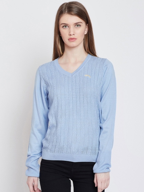 JUMP USA Women Blue Self Design Pullover