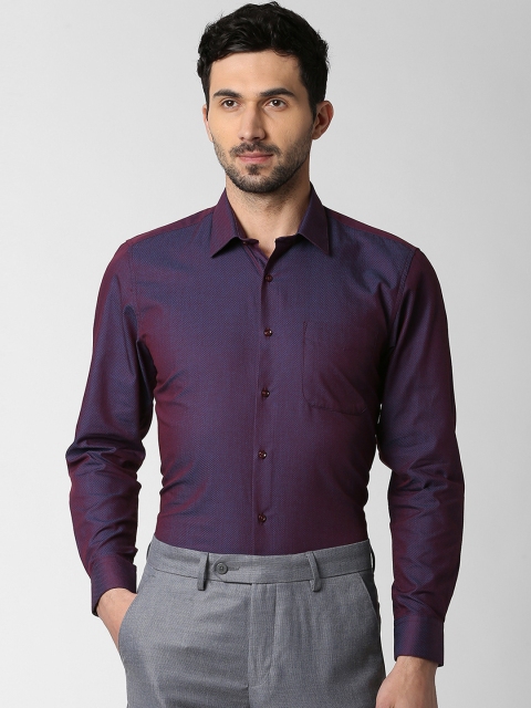 Peter England Men Purple Regular Fit Self Design Casual Shirt