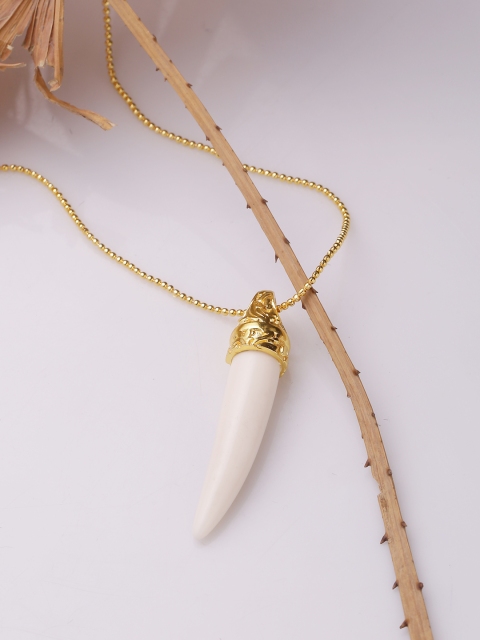 Dare by Voylla Men Gold-Plated Engraved Handcrafted Pendant with Chain