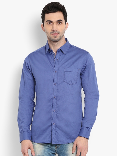 Mufti Men Blue Nancy Slim Fit Solid Casual Shirt