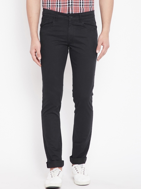 Canary London Men Black Smart Tapered Fit Solid Trousers