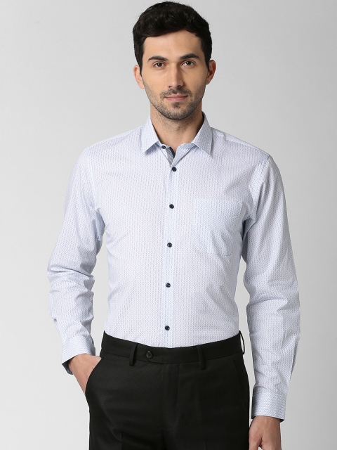 Peter England Men Blue Slim Fit Printed Formal Shirt