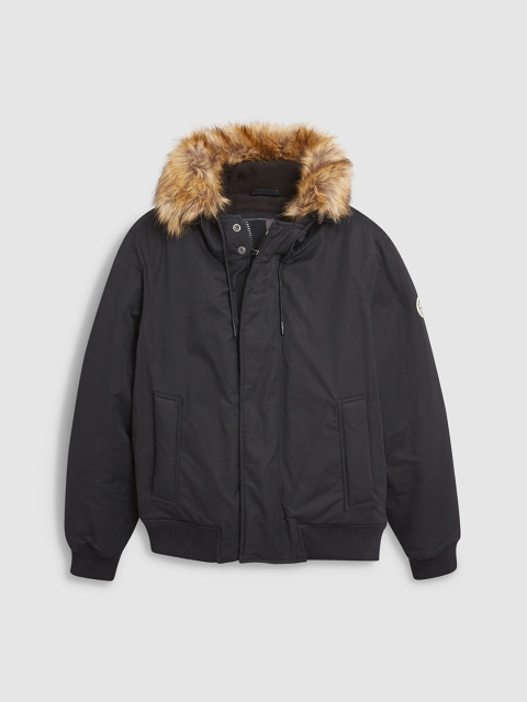 next Men Black Solid Parka Coat