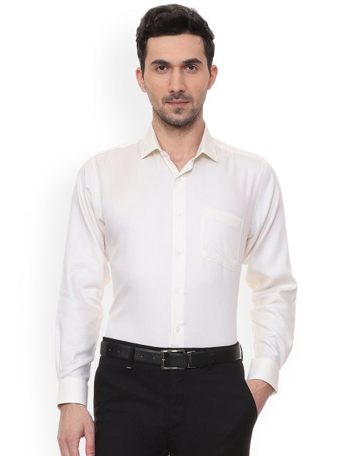 Van Heusen Men White Regular Fit Self Design Formal Shirt, Cream