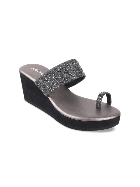 Mochi Women Grey Embellished Sandals