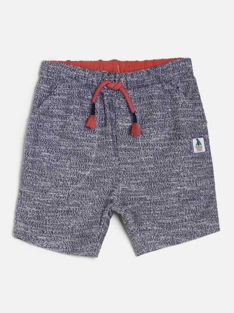 MINI KLUB Boys Navy Blue Self Design Regular Fit Sports Shorts