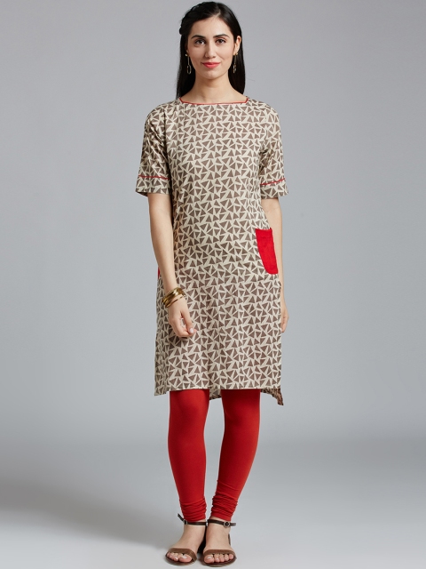 Jaipur Kurti Women Grey Printed Straight Kurta