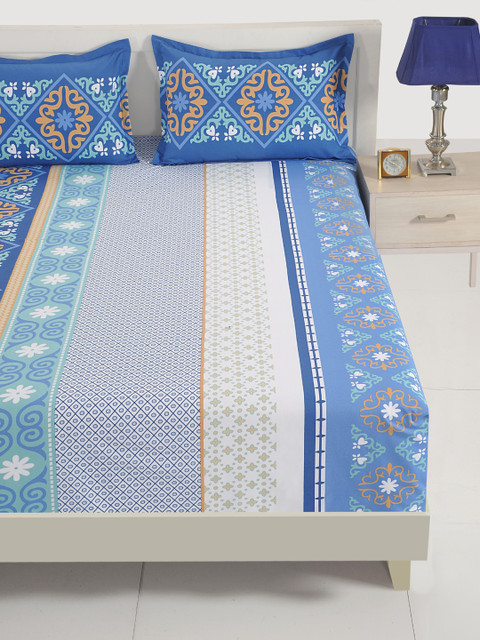 SWAYAM Blue & White Ethnic Motifs Flat 144 TC Cotton 1 King Bedsheet with 2 Pillow Covers
SWAYAM Blue & White Ethnic Motifs Flat 144 TC Cotton 1 King Bedsheet with 2 Pillow Covers
