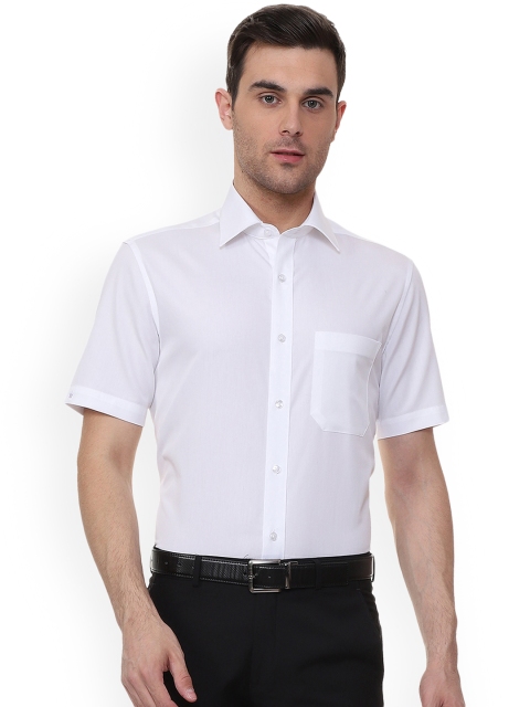 Louis Philippe Men White Regular Fit Solid Formal Shirt