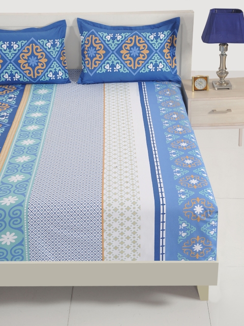 SWAYAM Blue & White Ethnic Motifs Flat 144 TC Cotton 1 Queen Bedsheet with 2 Pillow Covers
SWAYAM Blue & White Ethnic Motifs Flat 144 TC Cotton 1 Queen Bedsheet with 2 Pillow Covers