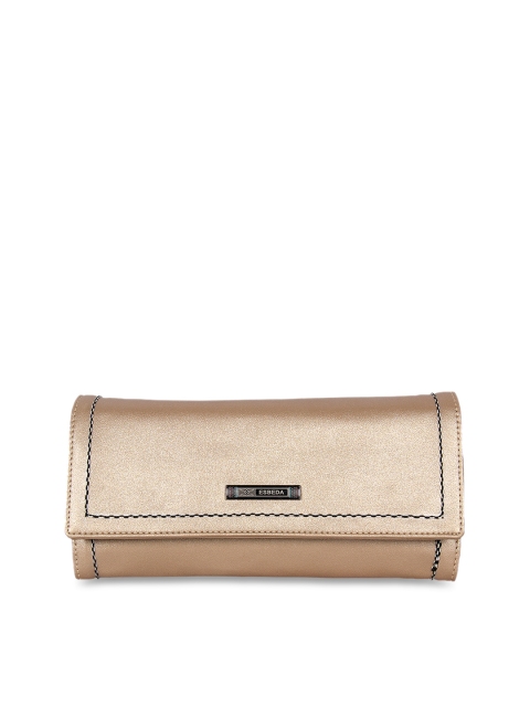 ESBEDA Women Gold-Toned Solid Three Fold Wallet