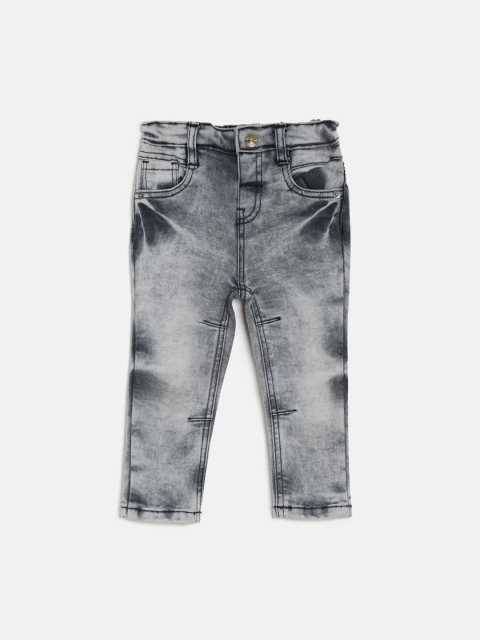 MINI KLUB Boys Grey Regular Fit Mid-Rise Clean Look Stretchable Jeans