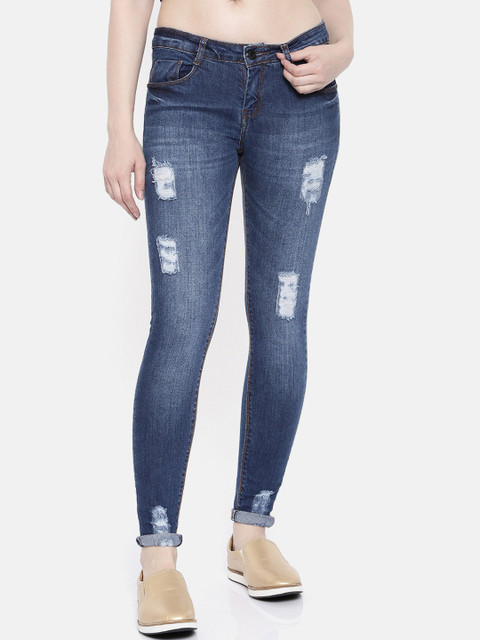 ZHEIA Women Blue Skinny Fit Mid-Rise Mildly Distressed Stretchable Jeans 
ZHEIA Women Blue Skinny Fit Mid-Rise Mildly Distressed Stretchable Jeans