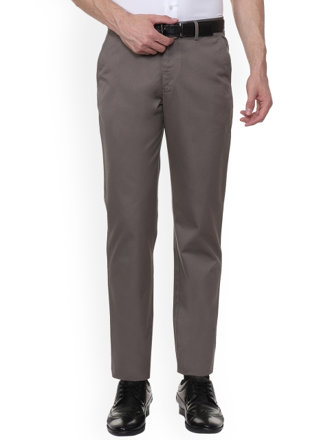 Louis Philippe Men Grey Regular Fit Solid Formal Trousers