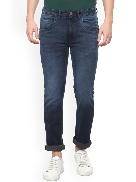 V Dot Men Navy Blue Slim Fit Mid-Rise Clean Look Stretchable Jeans