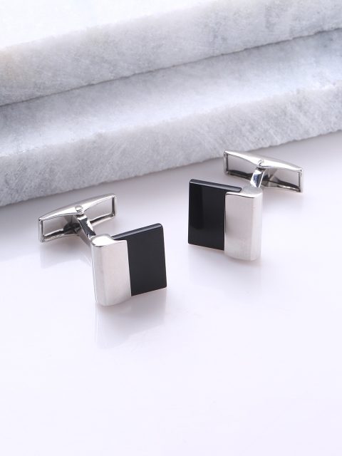 Tistabene Silver-Toned Geometric Cufflinks