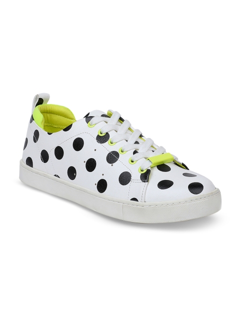 ALDO Women White & Black Printed Sneakers