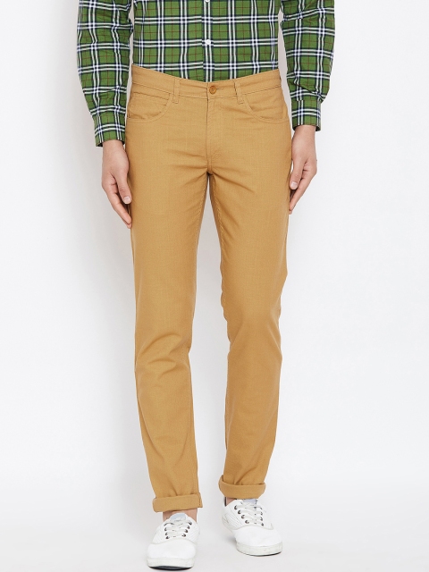 Canary London Men Khaki Smart Slim Fit Solid Regular Trousers