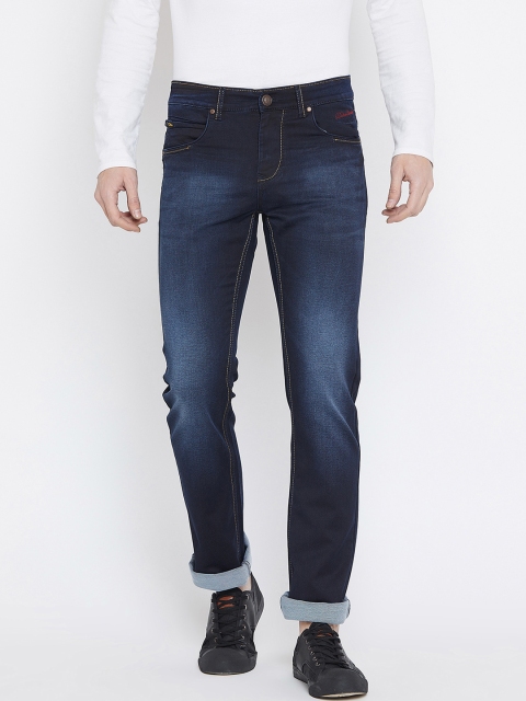 Duke Men Navy Blue Regular Fit Mid-Rise Mildly Distressed Jeans