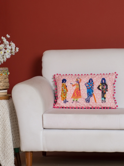Chumbak Pink Quirky Rectangle Cushion Cover