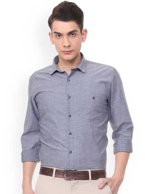 Louis Philippe Men Blue Slim Fit Solid Casual Shirt