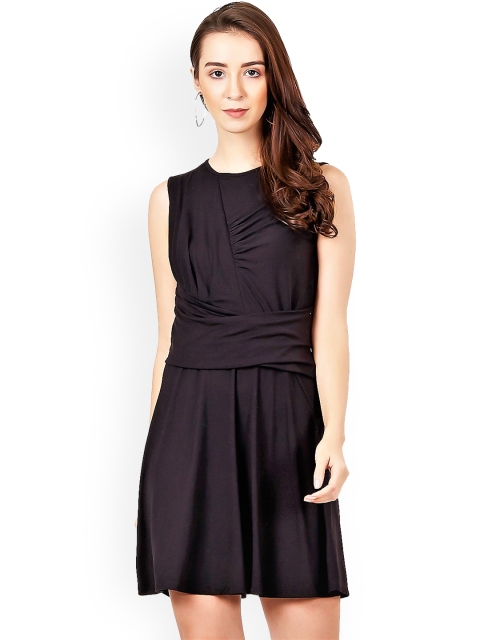 Label Ritu Kumar Women Black Solid Fit and Flare Dress