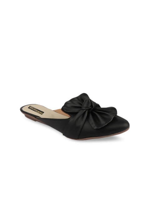 Shoetopia Women Black Solid Synthetic Ballerinas