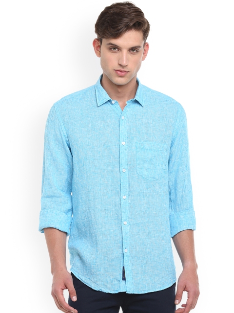 Linen Club blue Shirt, Turquoise blue