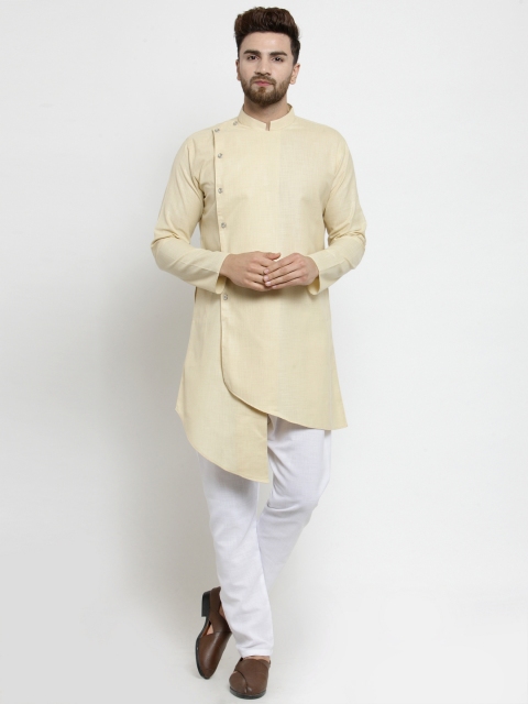 TREEMODA Men Beige Solid Straight Kurta