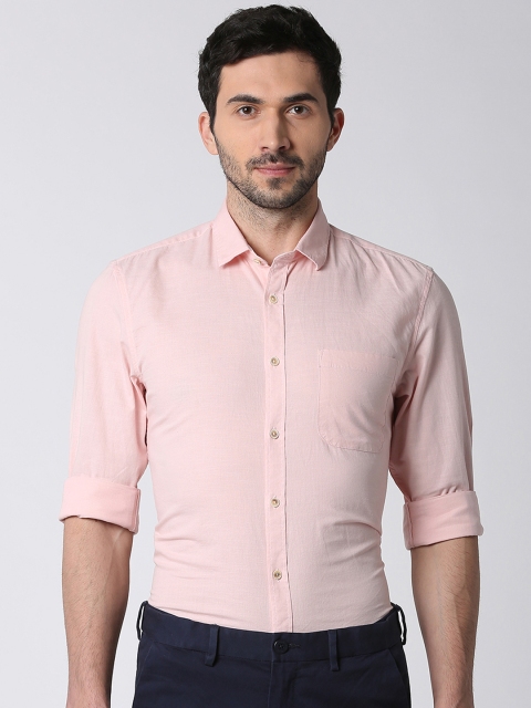Peter England Casuals Men Pink Slim Fit Solid Casual Shirt