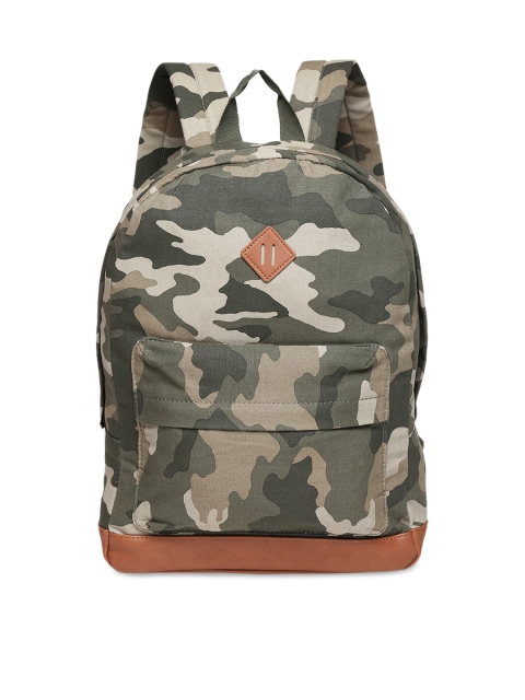 Aeropostale Women Green & Beige Colourblocked Backpack