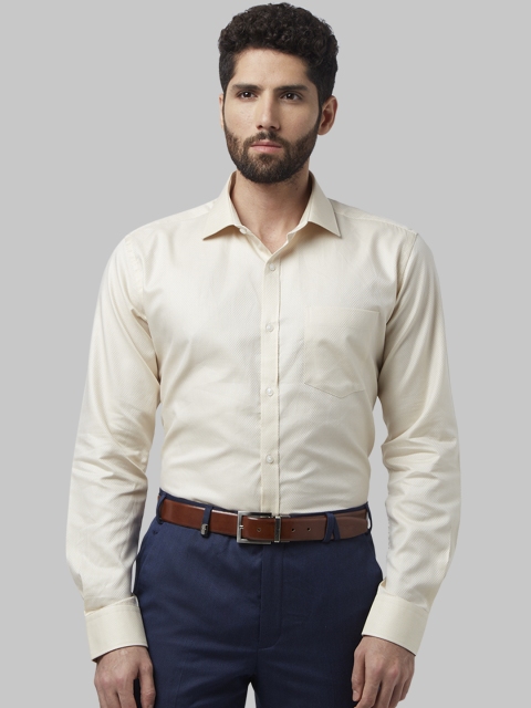 Park Avenue Men Beige Slim Fit Solid Formal Shirt