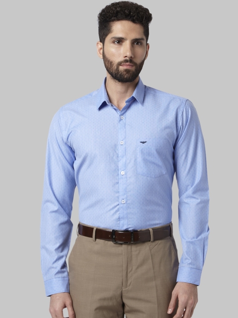 Park Avenue Men Blue Slim Fit Self Design Formal Shirt