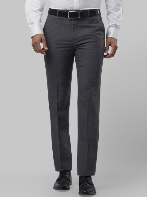 Raymond Men Grey Regular Fit Self Design Formal Trousers